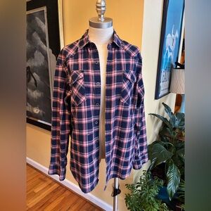 wrangler blue and pink plaid western shirt